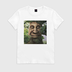 Футболка хлопковая женская Wise Mystical Tree, цвет: белый