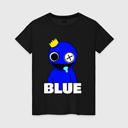 Футболка хлопковая женская Радужные друзья улыбчивый Синий, цвет: черный