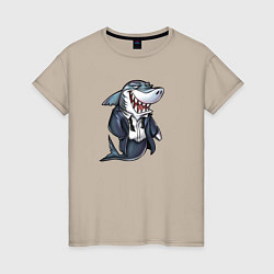 Футболка хлопковая женская Офисная акула, цвет: миндальный