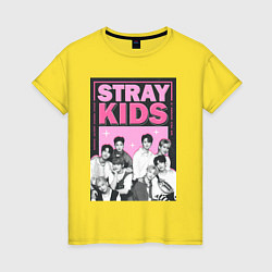 Футболка хлопковая женская Stray Kids boy band, цвет: желтый