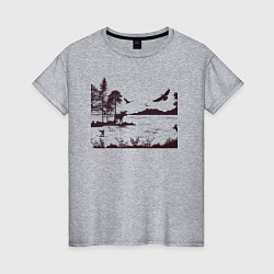 Женская футболка Пейзаж Лось на острове