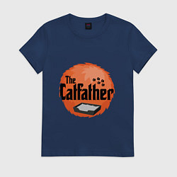 Футболка хлопковая женская Cat father, цвет: тёмно-синий