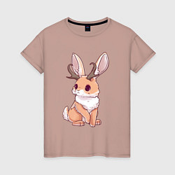 Женская футболка Кролик с рожками - кролик олень