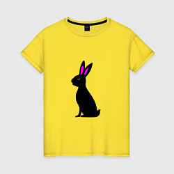 Футболка хлопковая женская Черный кролик, цвет: желтый
