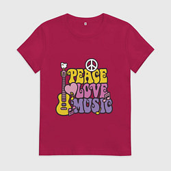 Женская футболка Мир любовь и музыка
