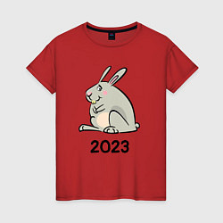 Футболка хлопковая женская Большой кролик 2023, цвет: красный