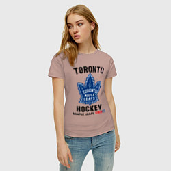 Футболка хлопковая женская Торонто нхл, цвет: пыльно-розовый — фото 2