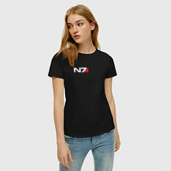 Футболка хлопковая женская Логотип N7, цвет: черный — фото 2