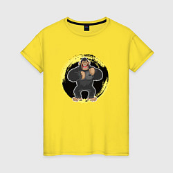 Футболка хлопковая женская Мультяшный Кинг Конг, цвет: желтый