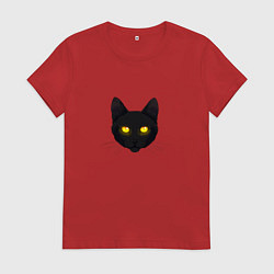 Женская футболка Черный кот с сияющим взглядом