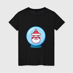 Женская футболка Снежный шар с головой Деда Мороза