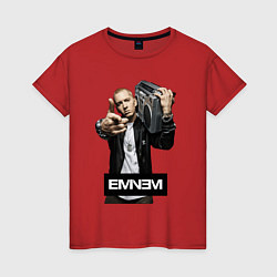 Футболка хлопковая женская Eminem boombox, цвет: красный