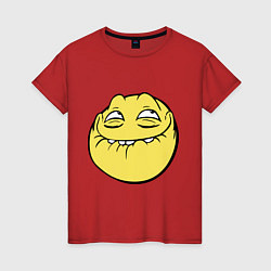 Футболка хлопковая женская Smiley trollface, цвет: красный
