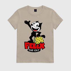 Футболка хлопковая женская Cat Felix magic bag, цвет: миндальный