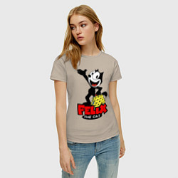 Футболка хлопковая женская Cat Felix magic bag, цвет: миндальный — фото 2