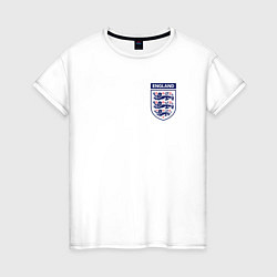 Футболка хлопковая женская Сборная Англии логотип, цвет: белый