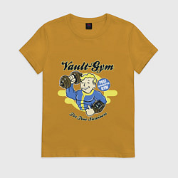 Футболка хлопковая женская Vault GYM - for true survivors, цвет: горчичный