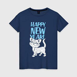 Женская футболка Happy new year - kitten