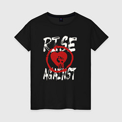 Футболка хлопковая женская Rise against панк рок группа, цвет: черный