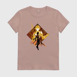 Футболка хлопковая женская Силуэт Чжун Ли, цвет: пыльно-розовый