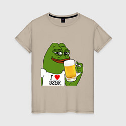 Футболка хлопковая женская Drink Pepe, цвет: миндальный