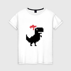 Женская футболка Новогодний гугл динозаврик