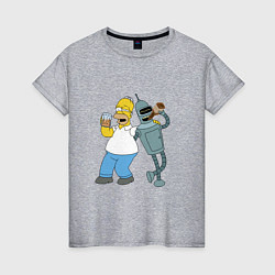 Женская футболка Drunk Homer and Bender