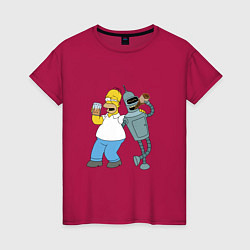 Женская футболка Drunk Homer and Bender