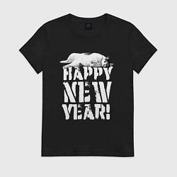 Женская футболка Happy new year - кошечка