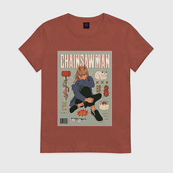 Футболка хлопковая женская Пауэр из Chainsaw Man, цвет: кирпичный