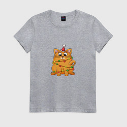 Женская футболка Рыжий Новогодний кот