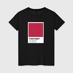 Футболка хлопковая женская Pantone Viva Mangenta - Цвет года, цвет: черный