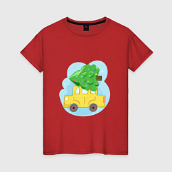 Женская футболка Машина с елкой