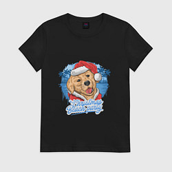Футболка хлопковая женская Christmas beach party, цвет: черный