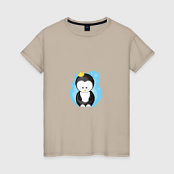 Футболка хлопковая женская Королевский пингвин, цвет: миндальный