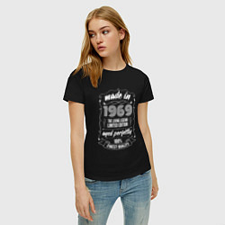 Футболка хлопковая женская Made in 1969 retro old school, цвет: черный — фото 2