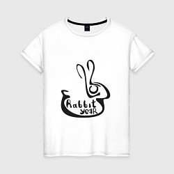 Женская футболка Леттеринг 2023 с новым годом кролика