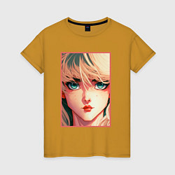 Женская футболка Бирюзовые глаза - аниме девушка