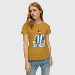 Футболка хлопковая женская Messi la pulga, цвет: горчичный — фото 2