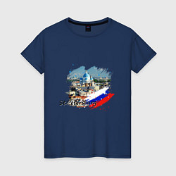 Женская футболка Санкт-Петербург и флаг России