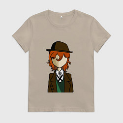 Футболка хлопковая женская Чуя в минимализме, цвет: миндальный