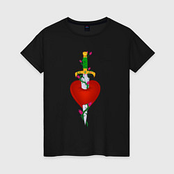 Женская футболка Настоящая любовь, кинжал и роза
