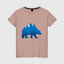 Футболка хлопковая женская Bear mountains, цвет: пыльно-розовый