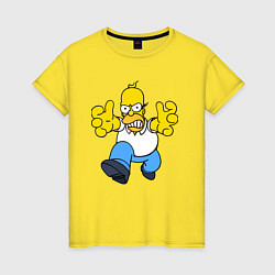 Футболка хлопковая женская Сердитый Гомер Симпсон - крутой чувак, цвет: желтый