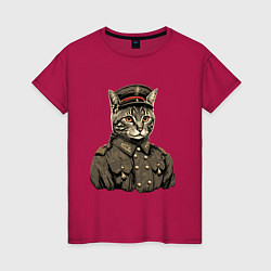 Женская футболка Котик в шинели