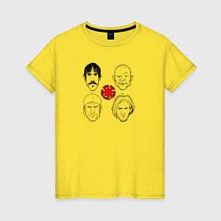 Футболка хлопковая женская Red Hot Chili Peppers фан-арт, цвет: желтый