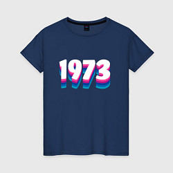 Футболка хлопковая женская Made in 1973 vintage art, цвет: тёмно-синий