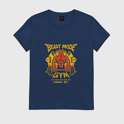 Футболка хлопковая женская Beast mode gym, цвет: тёмно-синий