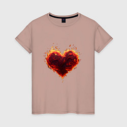 Женская футболка Горящее сердце огонь любовь день святого валентина