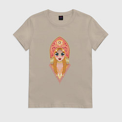 Женская футболка Девушка в красном кокошнике